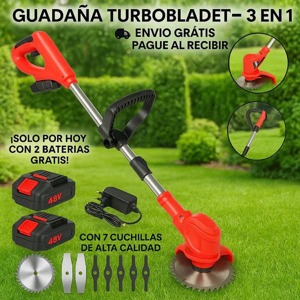 Guadaña TurboBlade™ – 3 en 1 + REGALOS 7 laminas e 1 sierra ¡Con 2 baterías gratis aprovecha nuestra promoción solo hoy !